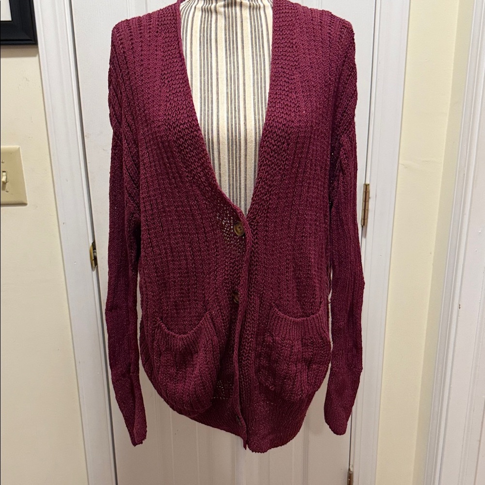Grace and Lace Open Knit Slouchy Cardigan Sweater Medium
